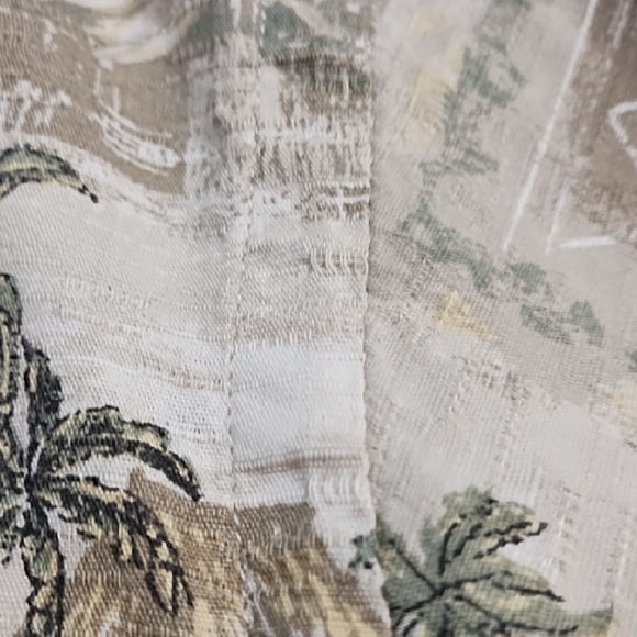 Island Beach Print Natural Colors Button Down Shirt Cocoanut Wood Buttons - Picture 11 of 13